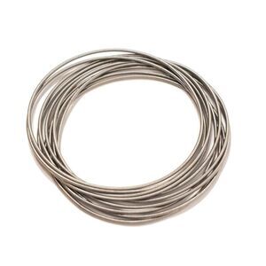 Set of 10 Guitar String Spring Bracelets Silver Stainless Steel Stackable Layere